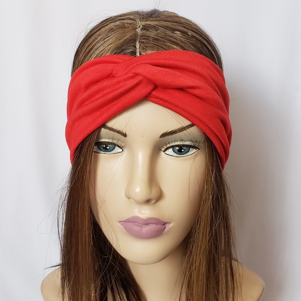Red Jersey Knit Turban Headband Headwraps